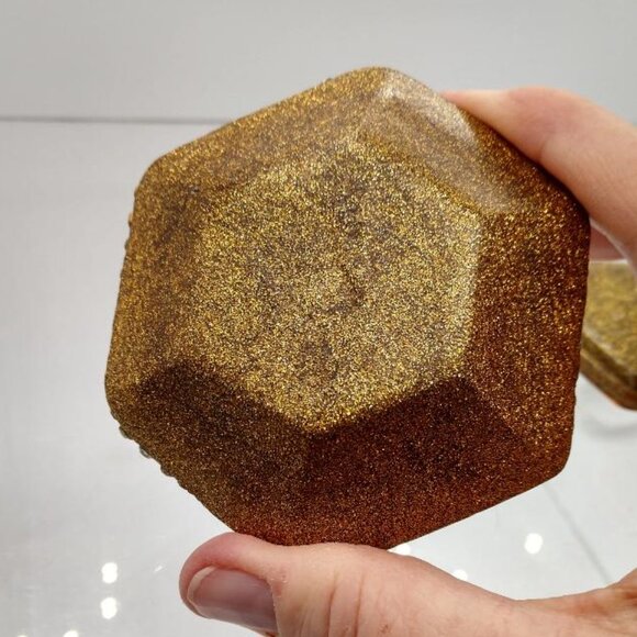 Vintage Jeweled Mirrored Trinket Box with Brass Accents and Red Embellishments - Picture 5 of 6